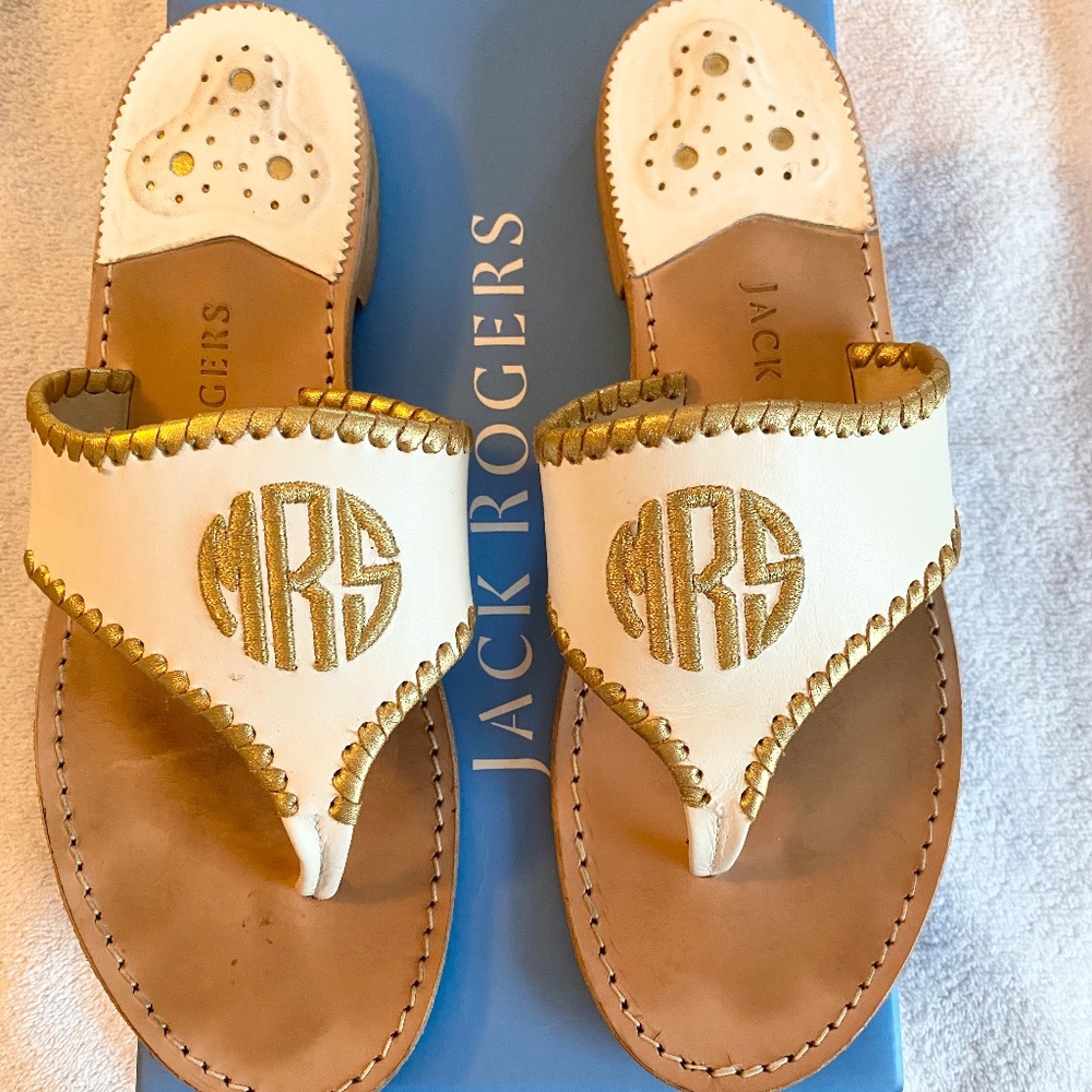 Jack Rogers "MRS" Wedding Embroidered Sandal